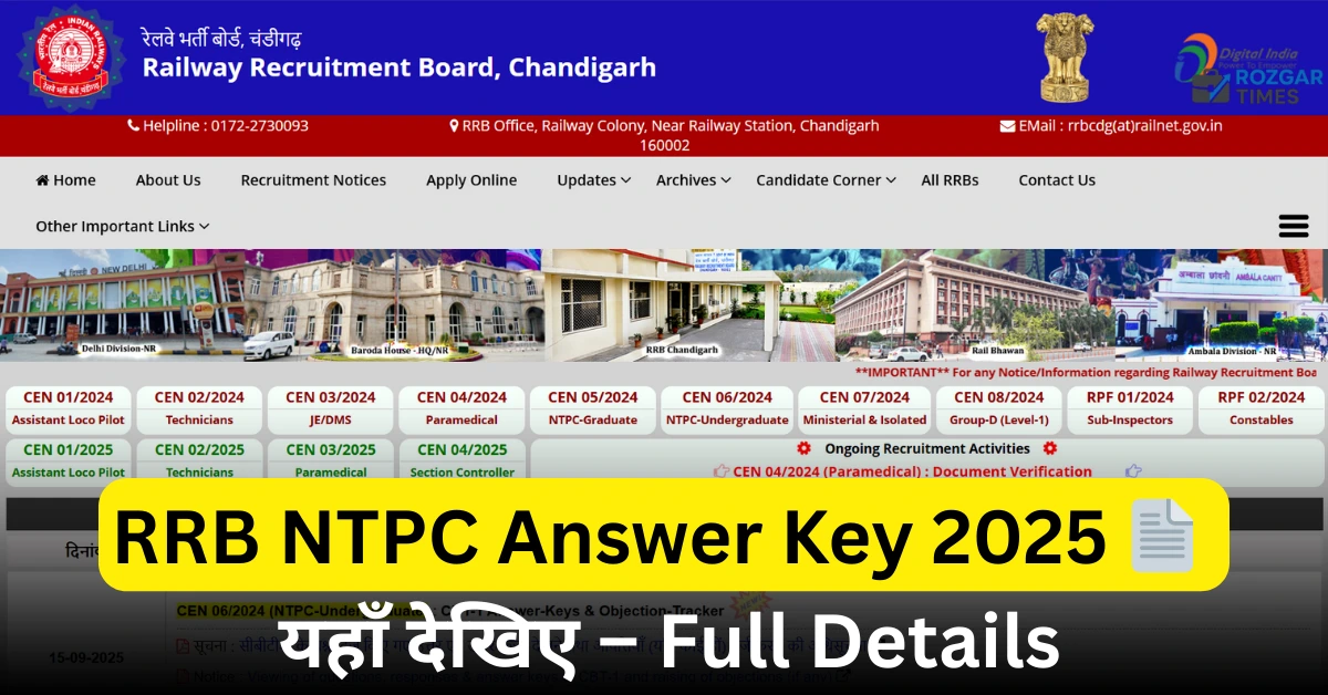 RRB NTPC Answer Key 2025